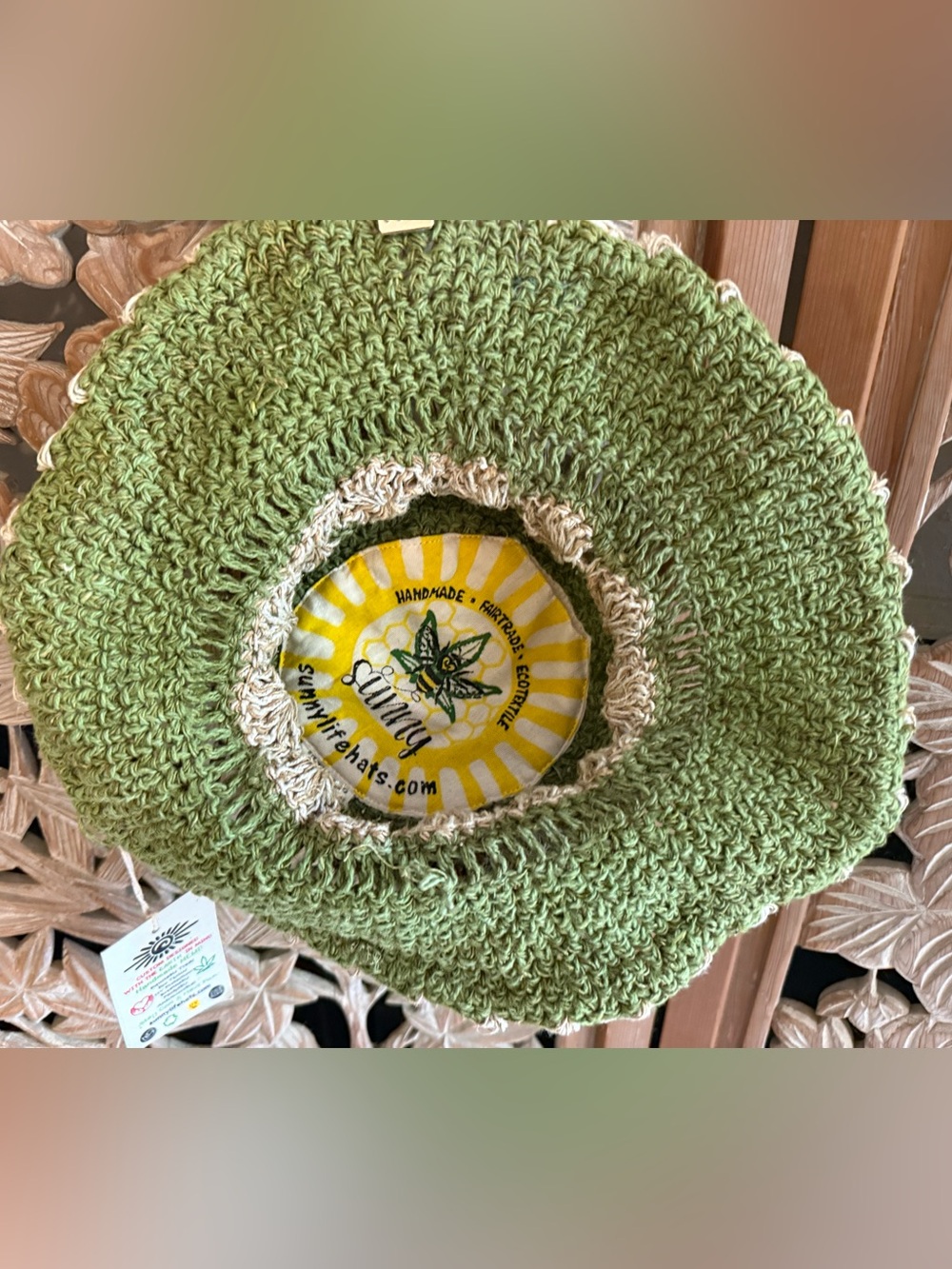 Olive Flower Hemp Hat - Picture 3 of 8